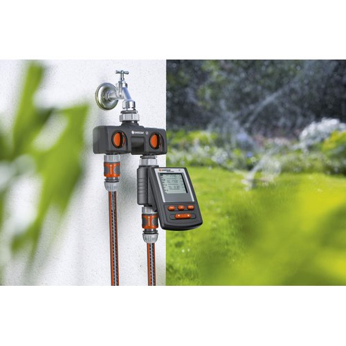 Gardena Two-Way Garden Hose Splitter with Flow Control Valves, Connect 2 Hoses to 1 Tap, Made in Germany