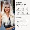OUFEI Long Wavy Platinum Blonde Wig with Bangs for Women Light Blonde Wig Natural Synthetic Hair Heat Resistant Ombre Wigs for Daily Party Cosplay Wear- 26 Inches