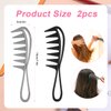 2pcs Wide Tooth Comb for Curly Hair, Plastic Shark Teeth Hair Comb for Brushing Out Curls Hair Tool for Wet Wavy Thick Hair Wig Haircut Salon Women Men