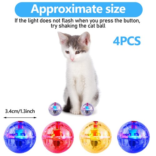Frienda 4 Pieces Ghost Hunting Cat Ball Motion Light Up Cat Balls LED Motion Activated Cat Ball Motion Light Up Cat Dog Interactive Toys Pet Glowing Mini Running Exercise Ball Toys (Transparent)