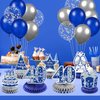 8Pcs Blue 40th Birthday Decorations Navy Blue Silver Happy 40th Birthday Table Honeycomb Centerpieces for Table Decor 40th Birthday Table Topper for Men Women 40th Birthday Anniversary Party Supplies