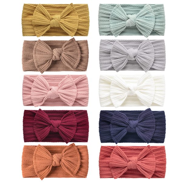 Niceye Handmade Baby Headbands Stretchy Nylon Headband with Bows for Infant Baby Toddler Girls- Pack of 10, Colorful, 5 x 5 x 0.7 inches
