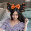 ZJHGDR Halloween Mouse Ear Headband Big Bat Wings Design Hair Hoop Cute Orange Bow Sequins Halloween Hair Band Shiny Orange Hair Accessories Halloween Party Decorations Supplies