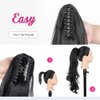 ZIRANJUAN Ponytail Extension Claw Clip in Ponytail Hair 20inch Long Curly Wavy Drawstring Ponytail Extensions Synthetic Pony Tails Hairpiece for Women Girls Blonde