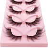 Fyonas Cat Eye Lashes Wispy L Curl Fake Eyelashes Extension Look 24mm Long & Dramatic False Eyelashes Doll Fox Eye Lashes 5 Pairs Pack (Fox Eye 03)