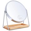 B Beauty Planet 20X Magnifying Mirror with Bamboo Base, Double Sided Magnifying Mirror with 20X/1X Magnification, 360° Swivel Tabletop Mirror with Storage Stand, Round Makeup Mirror for Bedroom 8IN