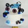 Video Game Cake Toppers Gamer Cake Decoration Game Controller Blue Black Ball Cake Toppers for Game Theme Party Man Boy Birthday Party Supplies (Style 1)