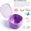 Uouovo 2022 Upgraded Denture Bath Box Cup, No-Leak Denture case, Retainer Cleaning Box, Complete Clean Care for Dentures, Clear Braces, Mouth Guard, Night Guard & Retainers (purple)