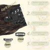REAUTCOORS Clip in Hair Extensions, Long Wavy Synthetic Hair Extension22 Inch Jet Black 6PCS (220g 1#) (2#(Dark Brown), 22inch)