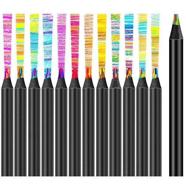 Doccuk Rainbow Colored Pencils 12/24 Count – Jumbo Multicolor Pencils for Kids & Adults, Fun Art Supplies for Drawing, Sketching, School & Crafts – Ideal Christmas Gifts & Stocking Stuffers