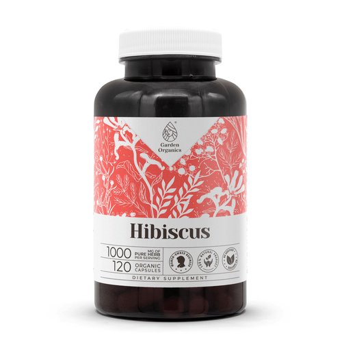 Garden Organics Hibiscus 120 Capsules | High-Potency Capsules, Herbal Dietary Supplements | Made with Vegetable Capsules and Hibiscus (Hibiscus Sabdariffa) Dried Flower (120 Capsules)