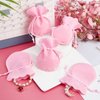 NBEADS 50 Pcs Velvet Bags, 3.54×2.75" Calabash Shape Drawstring Jewelry Pouches Small Candy Gift Bags for Christmas Wedding Birthday Party Favors, Hot Pink