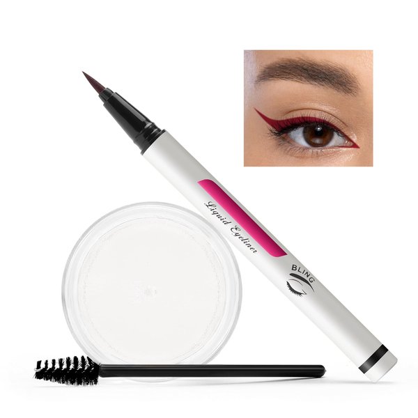 Boobeen Red Eyeliner and Clear Eyebrow Gel Set, Liquid Eyeliner Coloured, Styling Brows Cream, Waterproof Last for All Day Long, Brow Makeup Brush Included