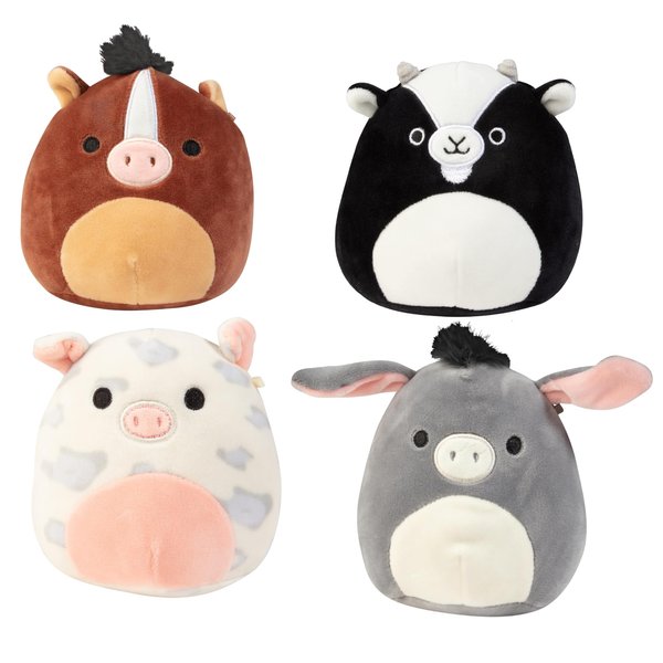 Squishmallows Mystery 5-Inch Farm Plush - Receive 1 of 4 Styles - Official Jazwares - Horse, Pig, Donkey or Goat - Collectible Soft & Squishy Mini Stuffed Animal Toy - Gift for Kids, Girls & Boys