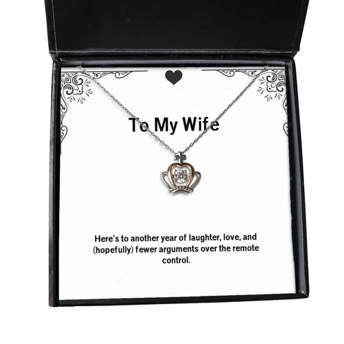 Brilliant Wife Gifts, Here's to another year of laughter, love, and ), Reusable Birthday Crown Pendant Necklace Gifts For Wife, Gold crown necklace, Queen crown necklace, Princess crown necklace