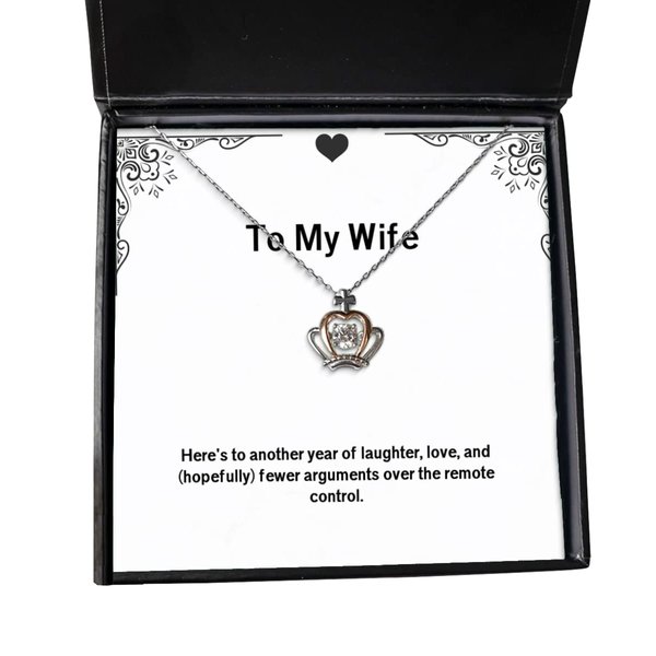 Brilliant Wife Gifts, Here's to another year of laughter, love, and ), Reusable Birthday Crown Pendant Necklace Gifts For Wife, Gold crown necklace, Queen crown necklace, Princess crown necklace