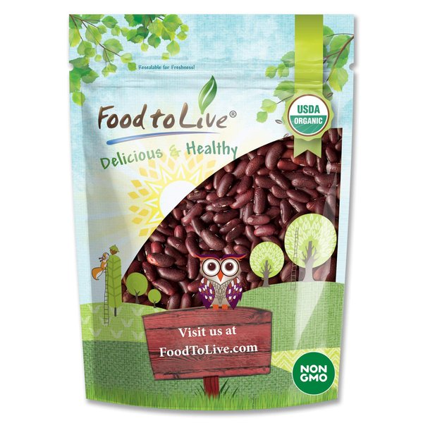 Food to Live Organic Dark Red Kidney Beans, 1 Pound – Non-GMO, Kosher, Raw, Sproutable, Vegan