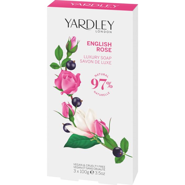 Yardley English Rose Luxury Bar Soap Set for Women, 3 Count