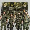 Military Camo Happy Birthday Backdrop Banner Army Camouflage Theme Background Decor for Veterans Soliders Men Boys Birthday Party Favors Decorations Supplies 72x43in-BECKTEN