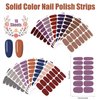 JERCLITY 224 Pieces 16 Sheets Dark Solid Color Nail Polish Strips Nail Wraps with Nail File Self-Adhesive Nail Stickers Full Nail Wraps for Women Girls Nail Art