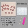 ROFIBUT Pink French Tip Press on Nails Medium Square Fake Nails Pink White Ripple Silver Glitter Glue on Nails Glossy Pink Tip Stick on Nails Reusable Coffin Acrylic Nails for Women Girls 24Pcs