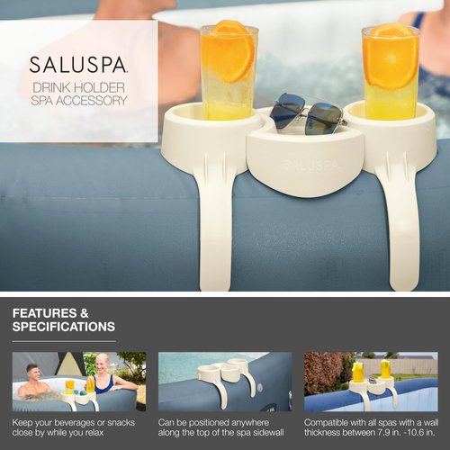 Bestway SaluSpa Inflatable Spa Drink Holder Tray | 1 Caddy Holds 2 Drinks | Outdoor Hot Tub and Spa Accessory