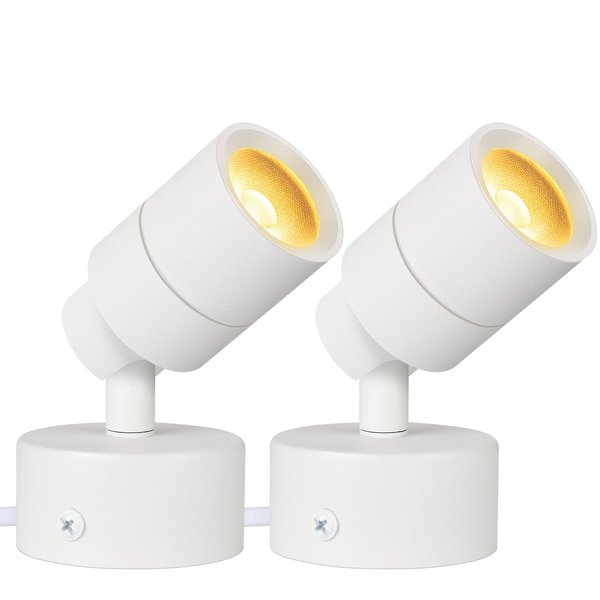 Karyoosi 2 Pack Spot Lights Indoor 5W 500LM,LED Uplights 3000K, Dimmable (No Built-in Dimmer), 120V Accent Lighting for Plants Pictures Artwork, 10FT Cord with Foot Switch, White