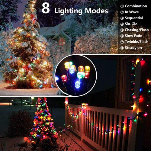 Joomer Solar Christmas Lights 72ft x 2 Pack 200 LED 8 Modes Solar String Lights Waterproof Solar Fairy Lights for Christmas Decorations (Multicolor)