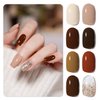 GAOY Brown Gel Nail Polish Set, 8 Colors Gold Cream Beige Brown Soak Off Gel Polish Kit for Salon and Nail Art DIY at Home