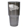 Distressed Worn American Flag Stars and Stripes Decal Sticker for Travel Mug, Tumbler (Decal ONLY) Glossy Permanent Vinyl, White, W 4" H 2.5"