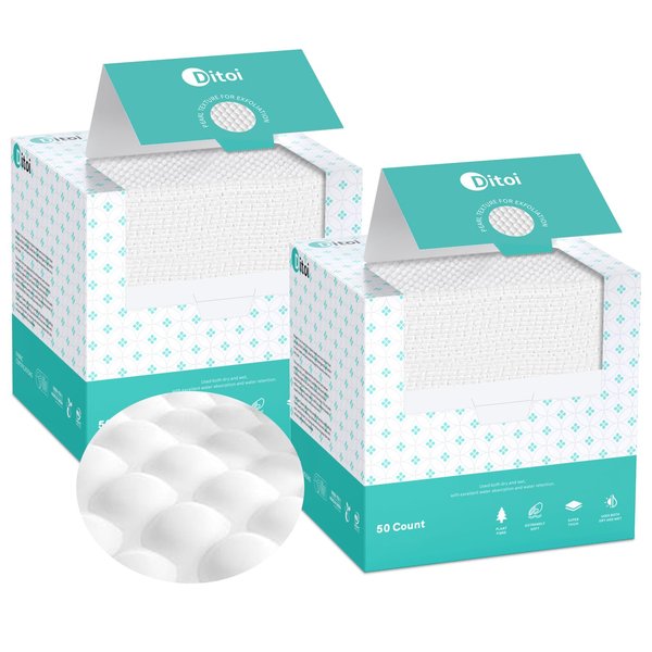Ditoi Ditoi Face Towels, 10"×12" 100 Count Disposable Face Towel, Gentle Exfoliation Makeup Remover Dry Wipes XL, Thickness Face Towelettes for All Skin Types, 2 Pack