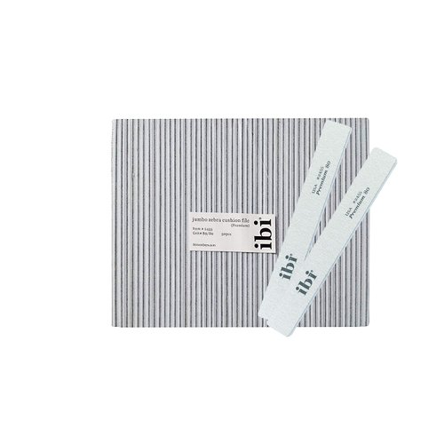 IBI 80 Premium Jumbo Zebra Cushion File | Grit 80/80 | Washable & Disinfectable Nail File for Professionals (50)