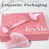 BAIMEI IcyMe Jade Roller & Gua Sha, Face Roller Redness Reducing Skin Care Tools, Self Care Pink Gift for Men Women, Massager for Face, Eyes, Neck, Relieve Fine Lines and Wrinkles - Rose Quartz