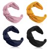 Chuangdi 4 Pieces Wide Knotted Headbands Knot Hairband Solid Color Plain Headband Knot Turban Headband Twist Turban Headwrap Yoga Hair Band Elastic Hair Accessories for Women and Girls
