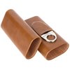 Mantello Cigar Case, Cedar Wood Lined Cigar Case Travel, Cigar Holder Case with Cigar Cutter- Cigar Case for Men, Brown Leather Cigar Case