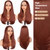 Ninroc Straight Lace Front Wigs Natural Black Layered Glueless Straight Hair Synthetic Lace Front Wig Pre Plucked Natural Hairline Heat Resistant Fiber Hair Lace Wigs For Women (Reddish Brown, 22inch)