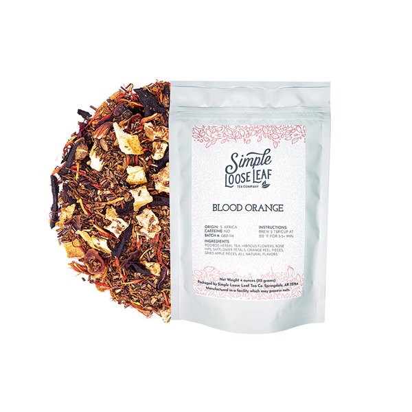 Simple Loose Leaf - Blood Orange Tea - Premium Loose Leaf Herbal Tea - Caffeine Free - Light and Earthy - USA Hand Packaged (4 Ounce)