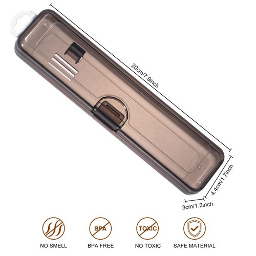 Yeeco Toothbrush Case 2 Packs, Transparent Black Toothbrush Travel Case, Plastic Toothbrush Holder Travel Size, 7.87 x 1.85 x 1.18 inches Portable Toothbrush Case for Traveling
