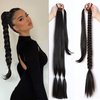 EMMOR Long Braided Ponytail Extension with Hair Straight Wrap Around Ponytail Hair Extensions with Hair Tie Soft healthy Synthetic Hair Piece for Women girls Daily(33 inch Black ）