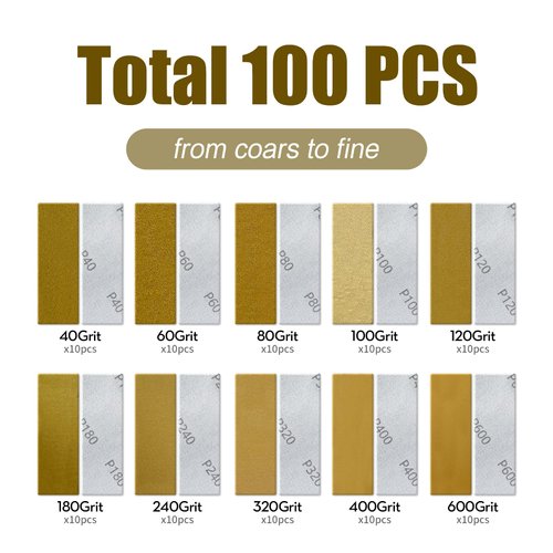 Micro Sander Kit 3.5 x 1 Inch Mini Sander Kit with 100Pcs Sandpaper Grit 40/60/80/100 /120/180/240/320/400/600