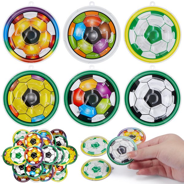 Gemscream 48 Pcs Mini Soccer Maze Puzzles Sport Ball Plastic Maze Puzzles Toys Maze Puzzle Games for Classroom Valentine Kids School Prizes Exchange Party Favors Easter Eggs Fillers