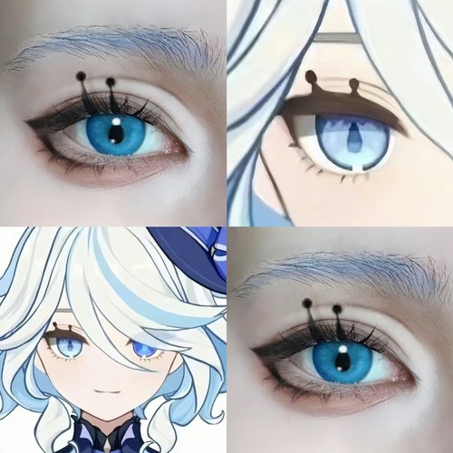 SEISAIDO Furina Cosplay Eyelashes for Women, 3D False Eyelashes for Cosplay, Focalors Black False Eyelashes