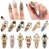 CosCosX 12 Pcs Women Luxury Fingernails Ring Fashion Bowknot Knuckle Nail Ring Decoration Tip Nail Art Charm Crown Flower Crystal Rhinestone Finger Nail Rings