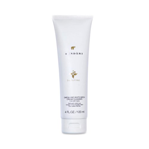 SUNDARI Omega 3 & White Birch Cream Cleanser - 4 Fl Oz, Creamy Non-Foaming Cleanser, Sensitive Skin, Removes Make-up and excess Oils, Natural Skincare