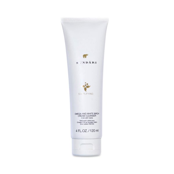 SUNDARI Omega 3 & White Birch Cream Cleanser - 4 Fl Oz, Creamy Non-Foaming Cleanser, Sensitive Skin, Removes Make-up and excess Oils, Natural Skincare
