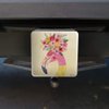 Pretty Pink Flamingo Flowers Tow Trailer Hitch Cover Plug Insert