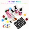 Glitter Tattoo for Kids, Glitter Tattoos 48 Colors, 318pcs Glitter Tattoo Stencils, 10 Sheets Tattoo Stickers Supply Sparkly Temporary Tattoos2 Glues,5 Brushes Adults & Kids Arts Glitter Make Up Kit