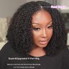 Domiso New Super V Part Human Hair Wig 200% Density Kinky Curly V Part Wig Pre-Minimum Leave Out Glueless Wigs Beginner Friendly with Anti Slip Elastic Band and Removable Clips Curly Wig 16 Inch