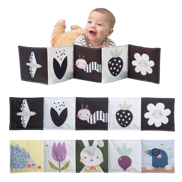 Taf Toys Bunny Black and White Soft Sensory Books Pram Book, High Contrast Baby Toys 0-3-6 Months, Essentials Tummy Time, Pram, Stroller, Car Seat Toy, Infant Toys, Newborn Essentials Must Haves