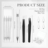 Tatuo 4 Pcs Dual-ended Rhinestone Picker Tool Handle Rhinestones Applicator with 20 Replacement Wax Tips Wax Pencils Painting Dotting Pens with 2 Tweezers for DIY Nail Art Crafts Gems (White, Black)